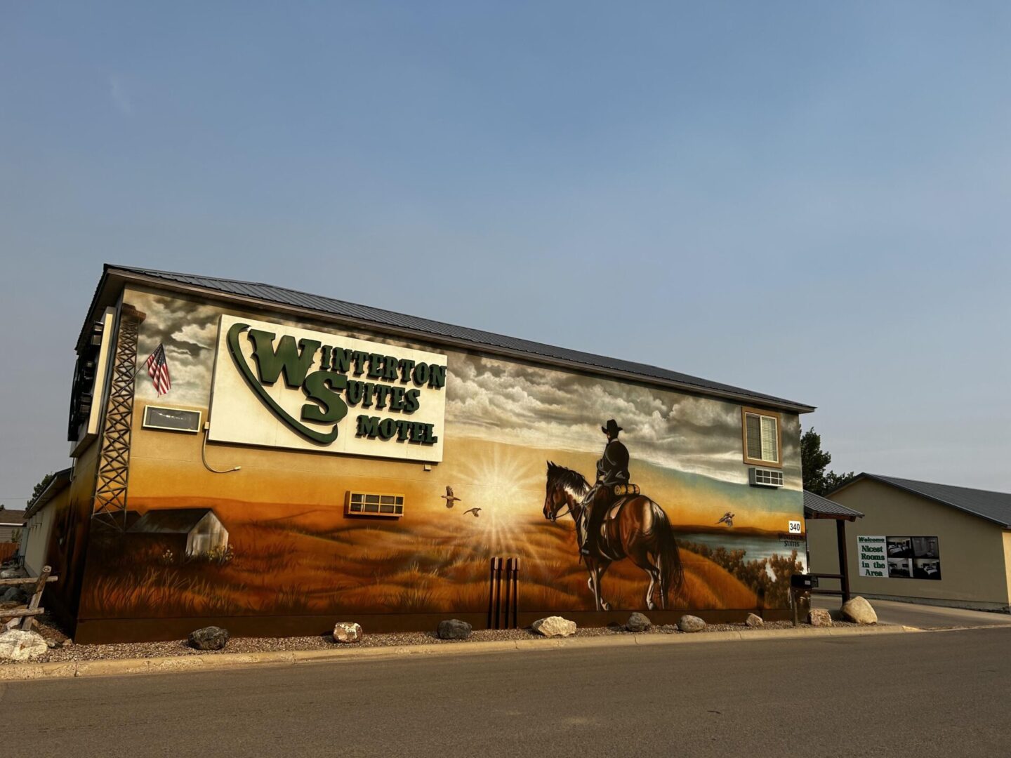 A house with “Winterton Suites Motel” painted on its wall